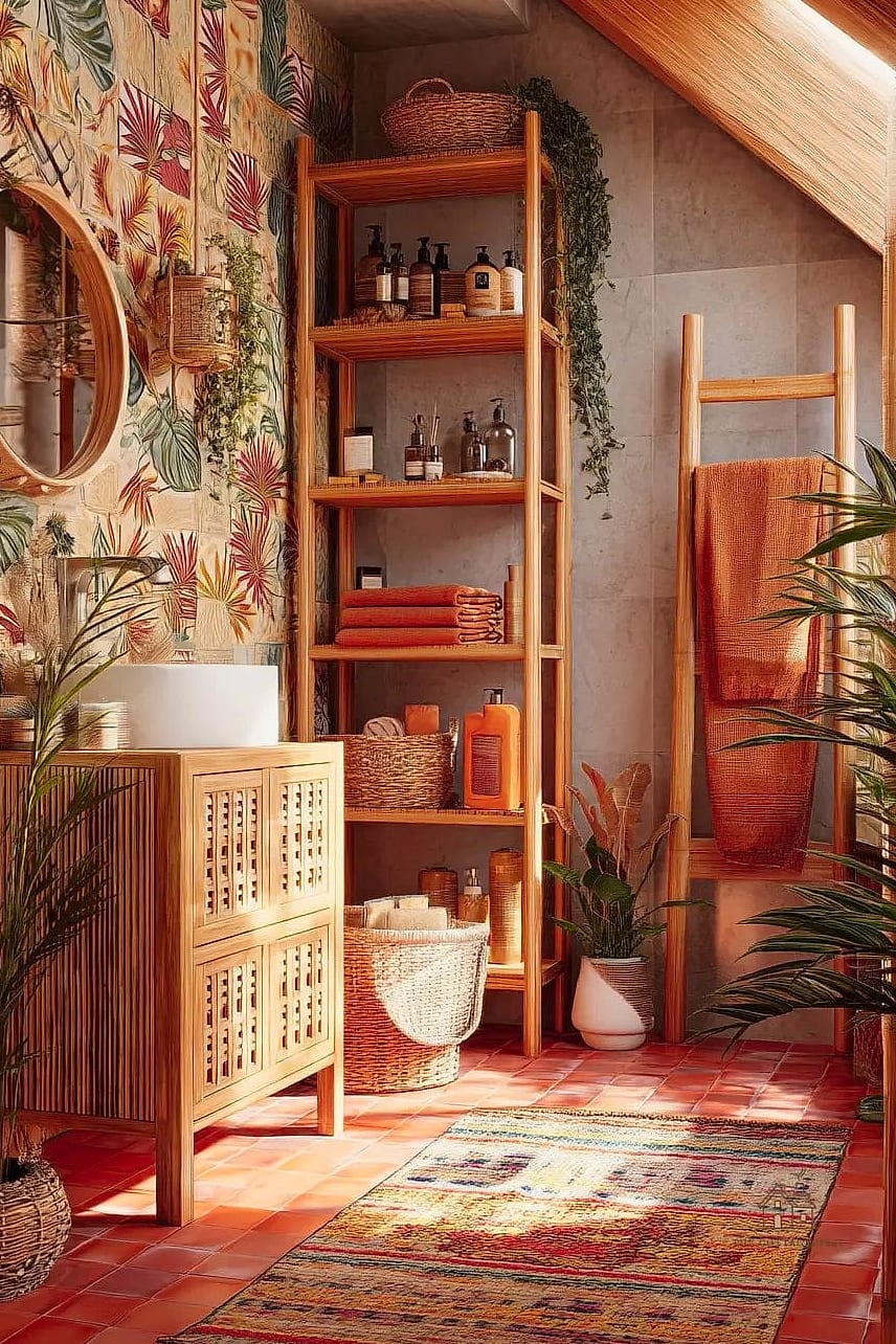 23 Stunning Boho Shower Curtain You'll Absolutely Love 17 Abstract Earth-Tone Brushstroke Print