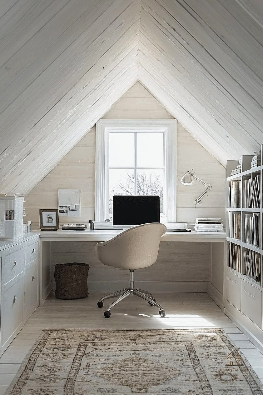23 Clever Attic Bedroom Ideas for Every Style 20 Add a Compact Desk in the Peak