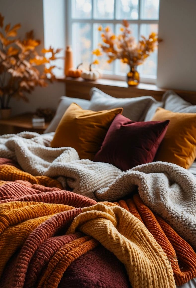 30 Dreamy Guest Bedroom Ideas to Try This Season 25 Add a Cozy Throw Blanket in a Seasonal Color