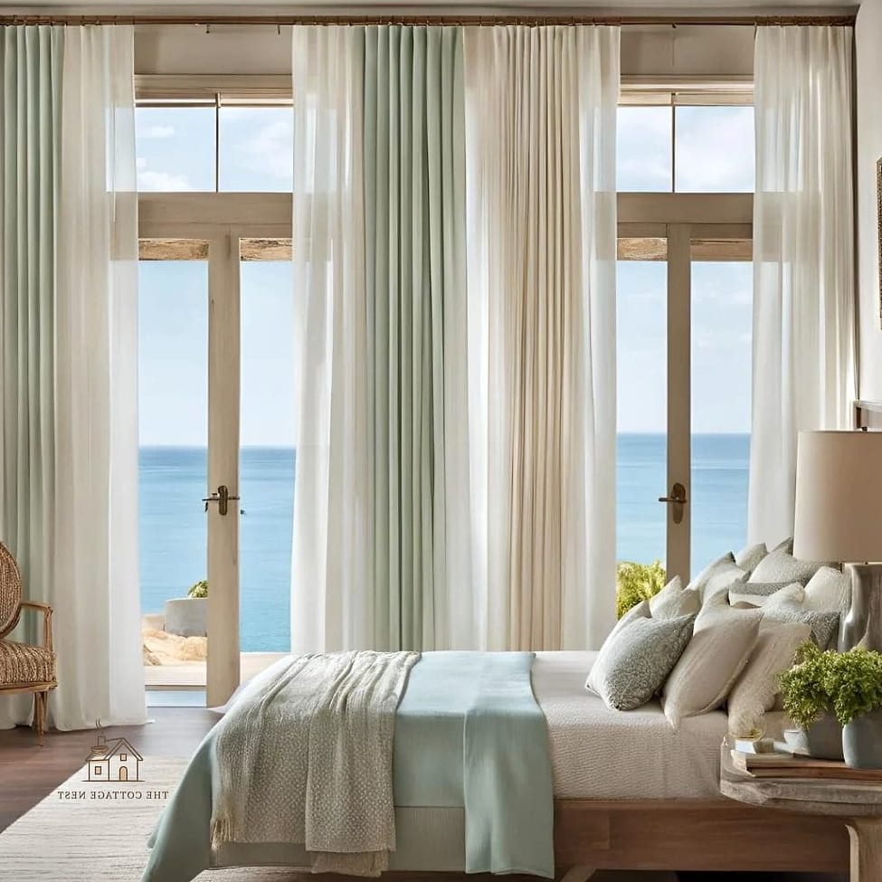 35 Gorgeous Coastal Bedroom Ideas That Are Totally Doable 33 Add Curtains That Move With the Breeze