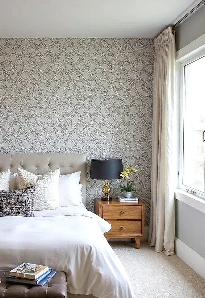 30 Amazing Basement Bedroom Ideas on a Budget 13 Add a Removable Wallpaper Accent