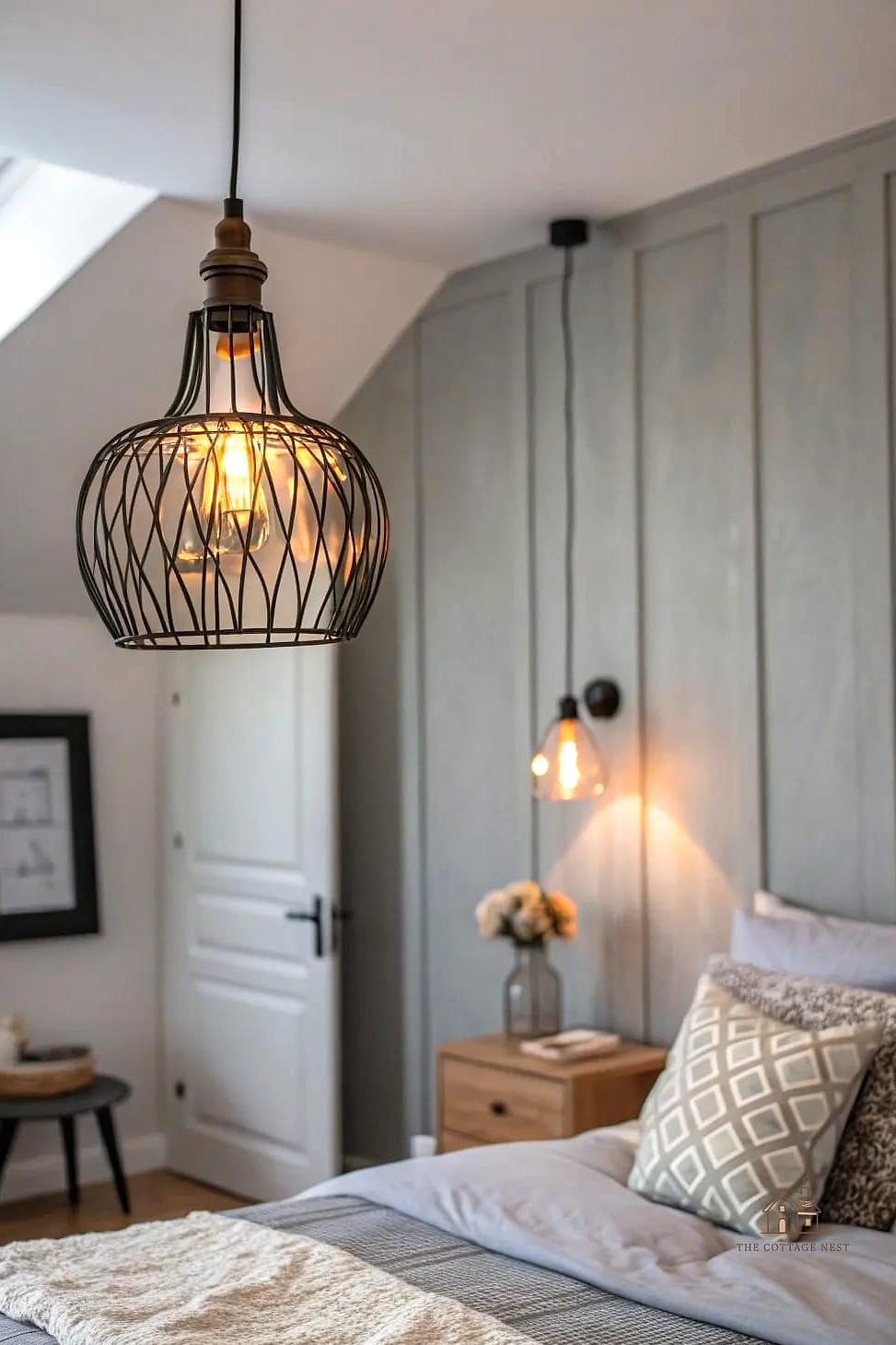 Add a Statement Light Fixture Over the Bed or Dining Area