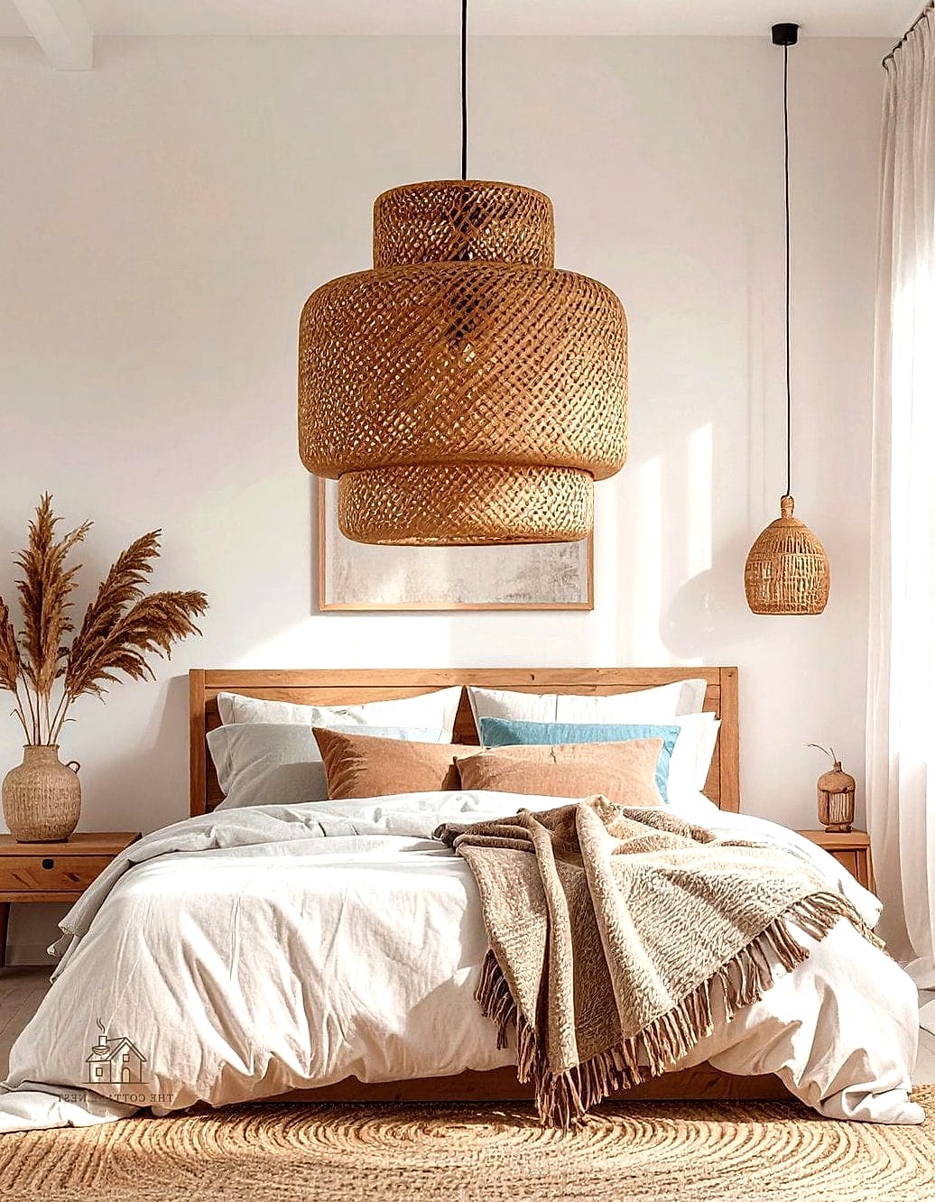 20 Dreamy Scandinavian Bedroom Ideas to Try This Season 11 Add a Statement Woven Pendant Light