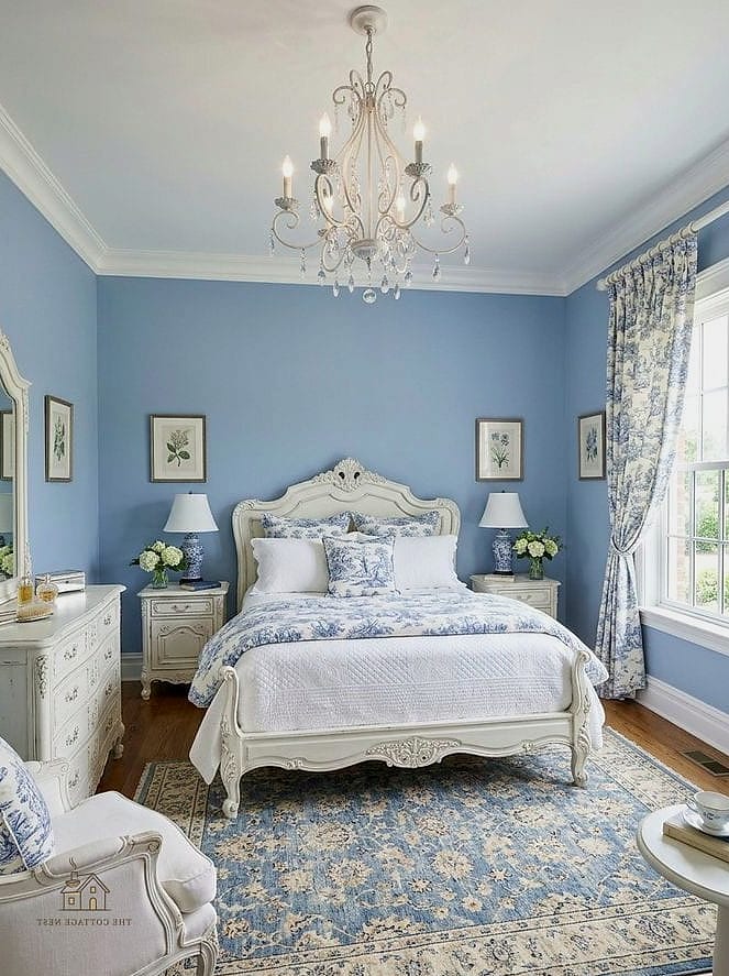 35 Gorgeous Blue Bedroom Ideas That Are Totally Doable 22 Airy French Blue Bedroom