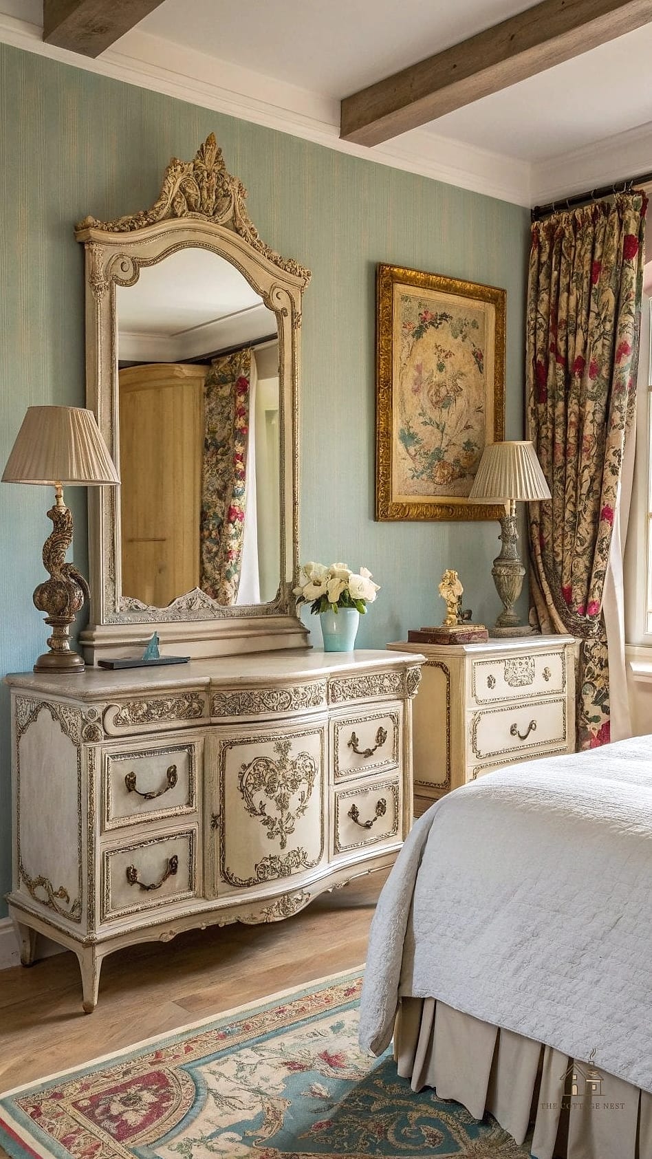 24 Dreamy Country Bedroom Ideas to Try This Season 6 Antique Dresser as a Nightstand