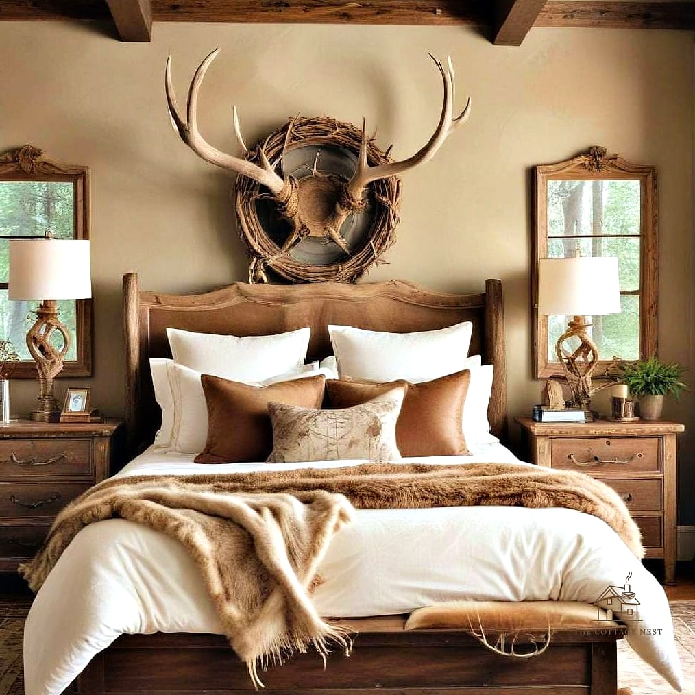 20 Dreamy Western Bedroom Ideas to Try This Season 11 Antler or Faux Antler Decor