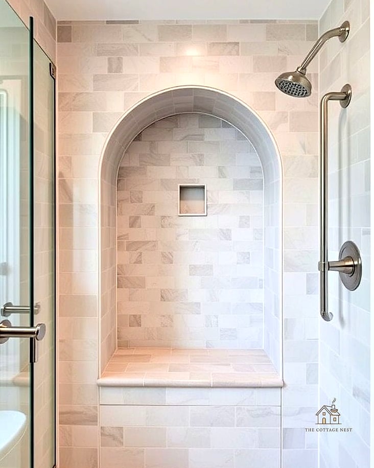 40 Cozy Walk In Shower With Wall No Door Worth Pinning 27 Arched Niche Doorway Instead of a Traditional Opening