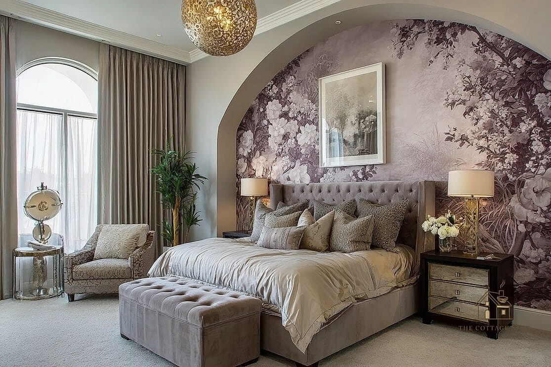 35 Chic Bedroom Feature Wall Ideas for a Beautiful Home 7 Arched Wall Mural