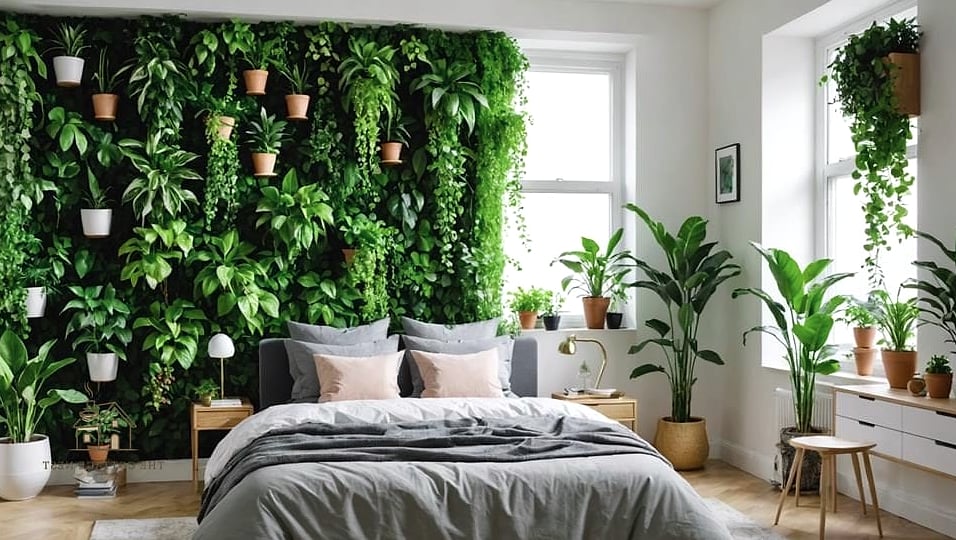 Bedroom Plant Wall with Peel-and-Stick Wallpaper