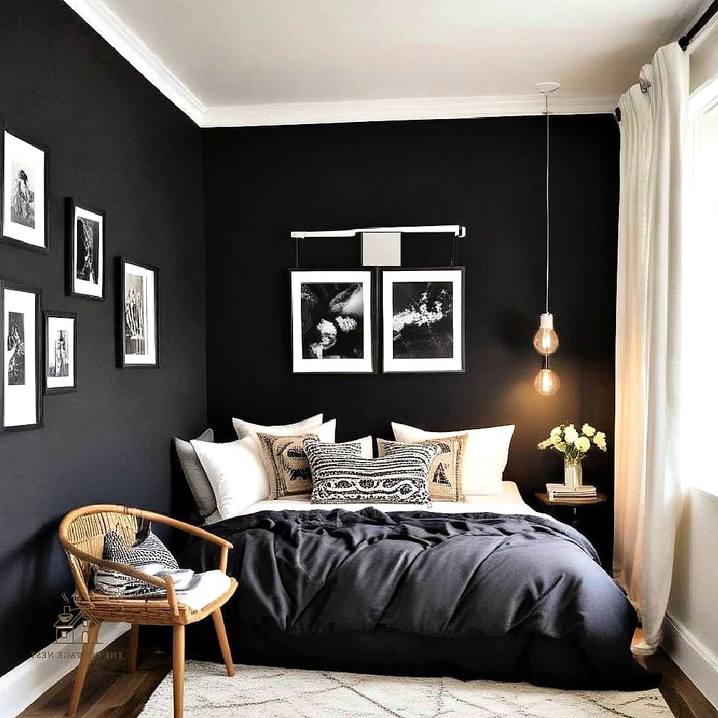 25 Creative Black Bedroom Ideas That Will Inspire You 16 Black Accent Nook or Reading Corner