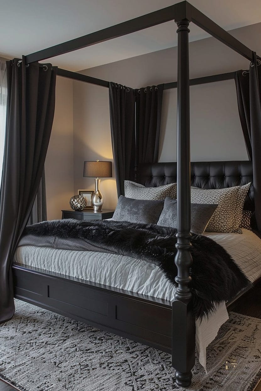 25 Creative Black Bedroom Ideas That Will Inspire You 20 Black Bedroom with Canopy Bed