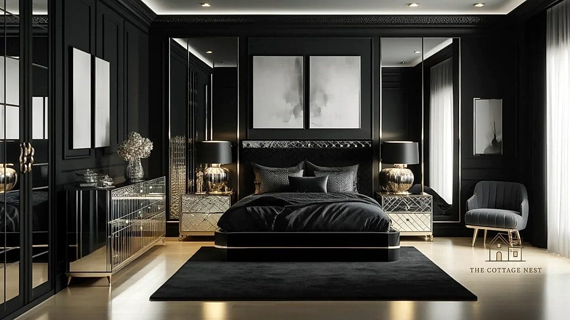 25 Creative Black Bedroom Ideas That Will Inspire You 25 Black Bedroom with Mirrored Furniture