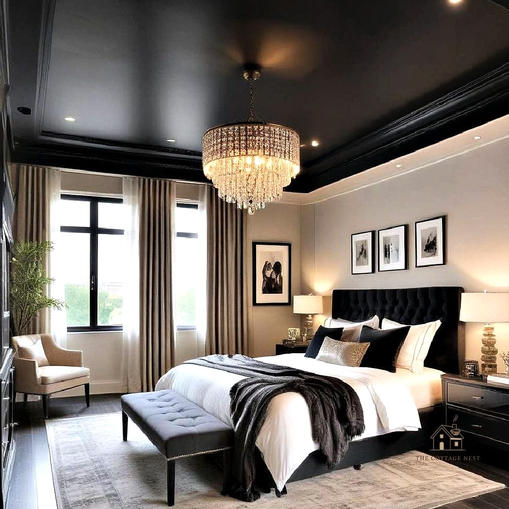 25 Creative Black Bedroom Ideas That Will Inspire You 3 Black Ceiling for Instant Drama