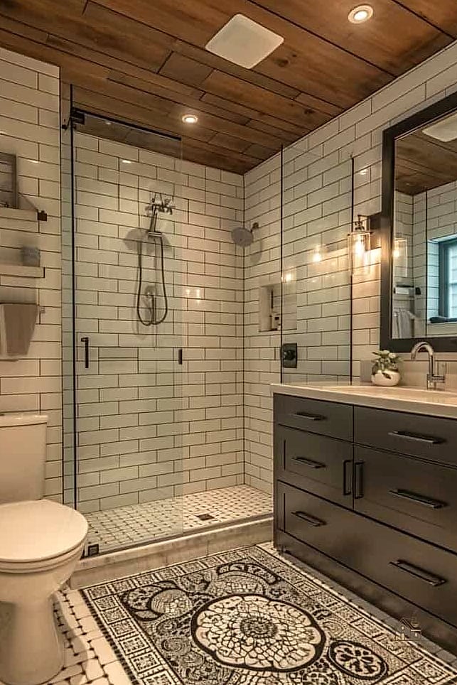30 Amazing Small Walk In Shower Ideas No Doors on a Budget 7 Black Fixtures Against White Tile