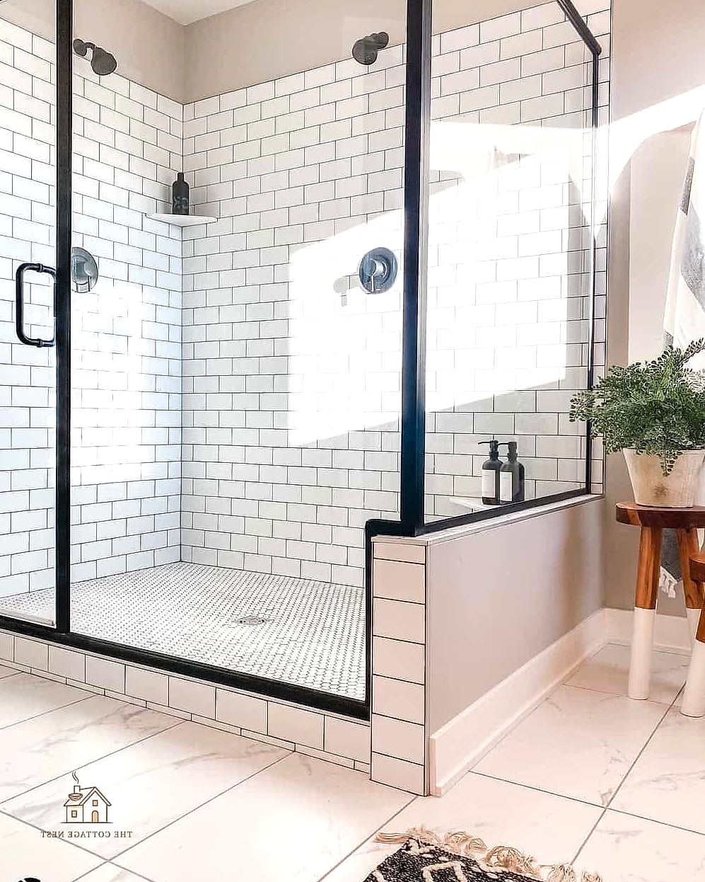 40 Cozy Walk In Shower With Wall No Door Worth Pinning 4 Black Framed Glass Half Partition