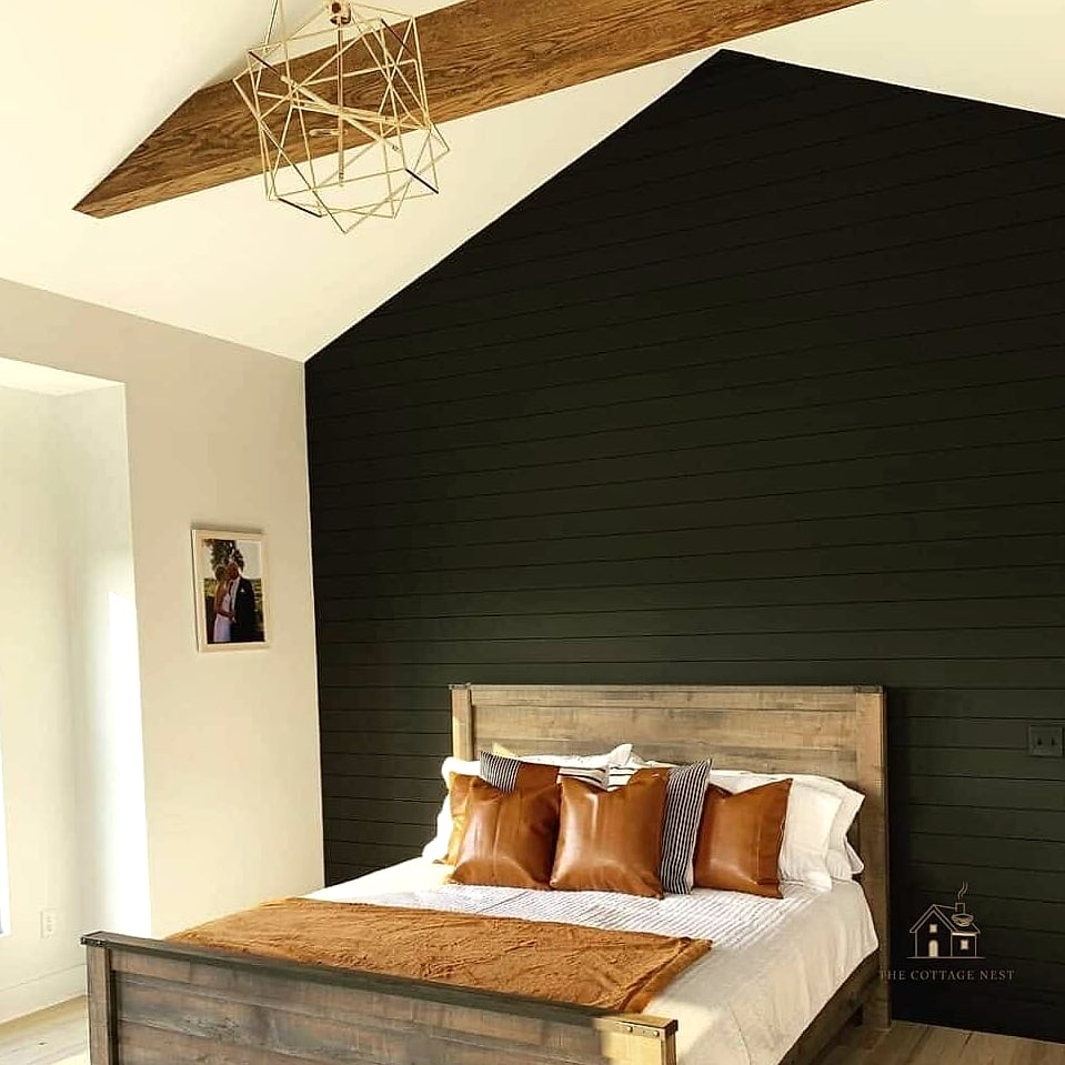 25 Creative Black Bedroom Ideas That Will Inspire You 5 Black Shiplap or Wood Paneling