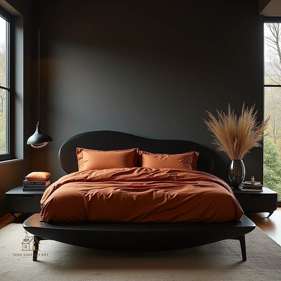 25 Creative Black Bedroom Ideas That Will Inspire You 24 Black and Terracotta Color Scheme