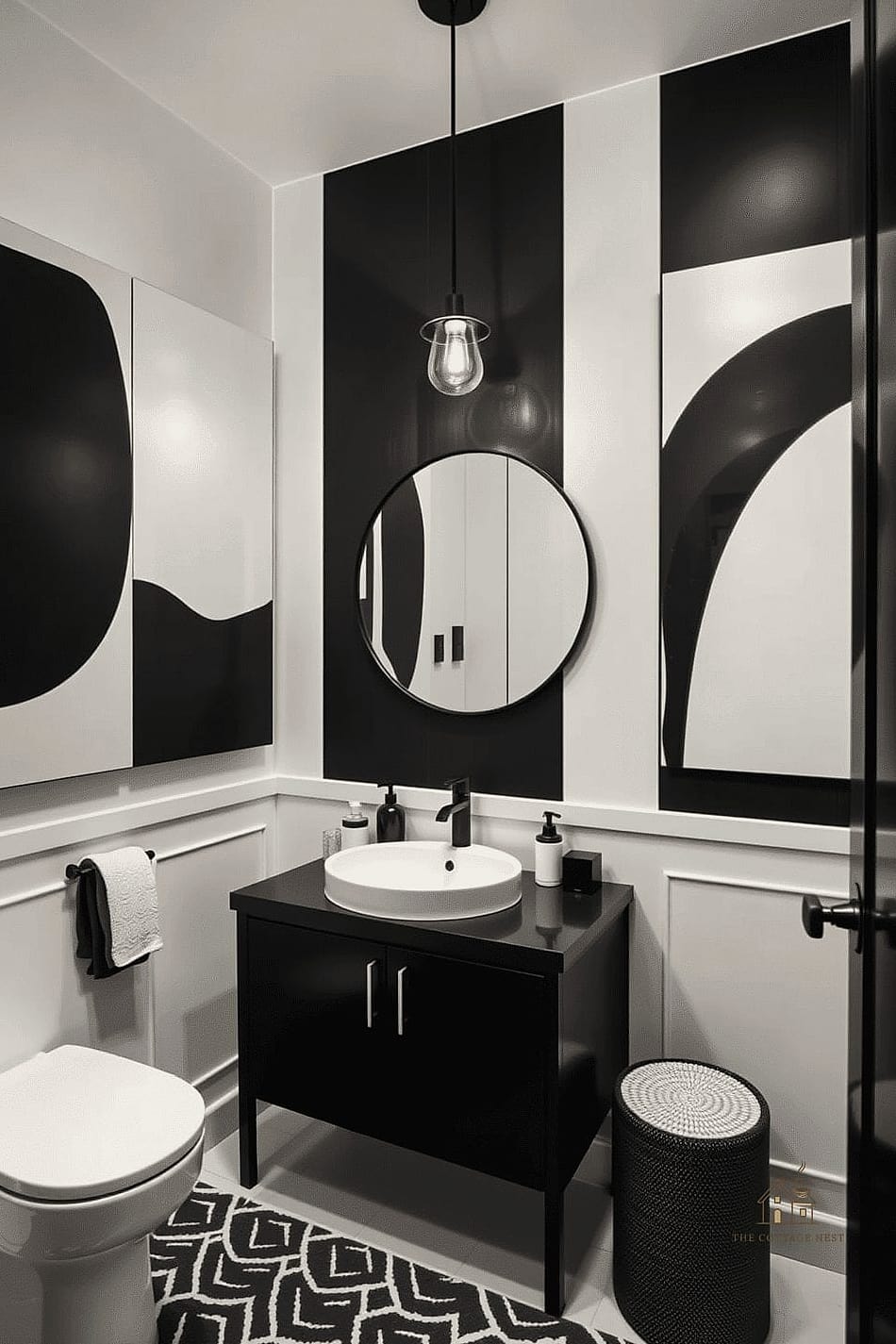 30 Clever Powder Room Ideas for Every Style 6 Black and White Checkerboard Floor