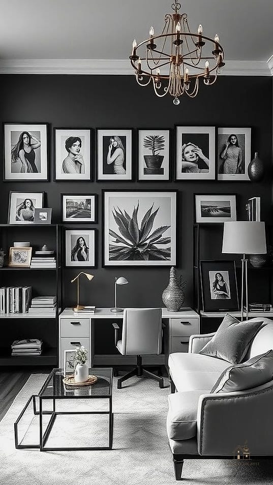 15 Chic Black And White Bedroom Ideas for a Beautiful Home 9 Black and White Gallery Wall