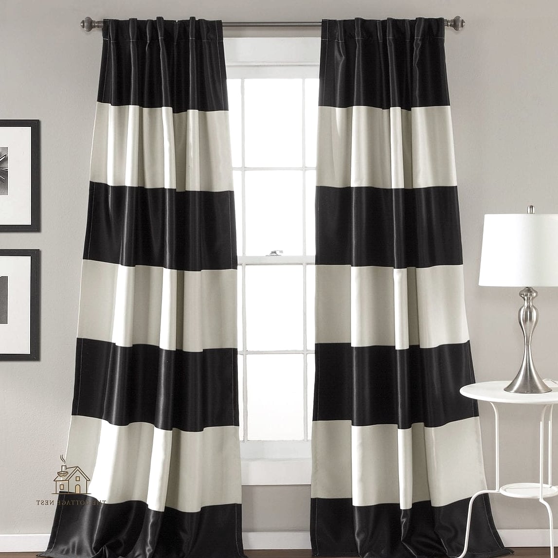 15 Chic Black And White Bedroom Ideas for a Beautiful Home 13 Black and White Striped Curtains