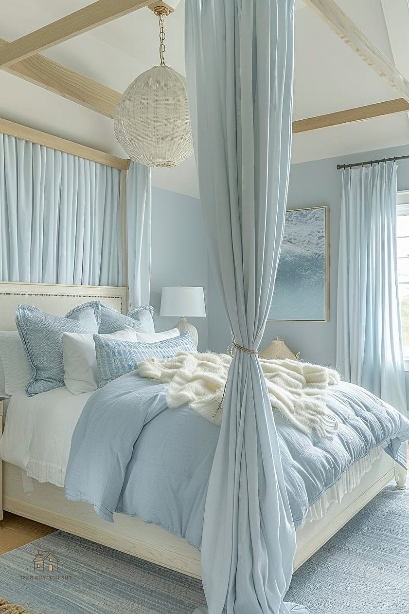 30 Cozy Blue Bedroom Decor Ideas Worth Pinning 16 Blue Canopy Bed Frame