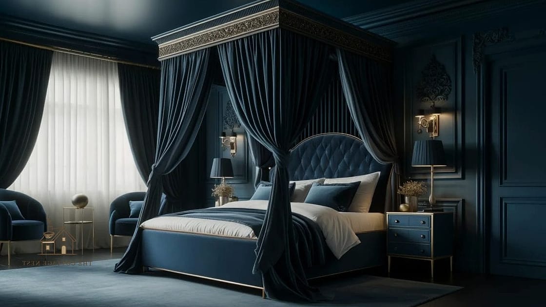 35 Gorgeous Blue Bedroom Ideas That Are Totally Doable 33 Blue Canopy Bed Curtains