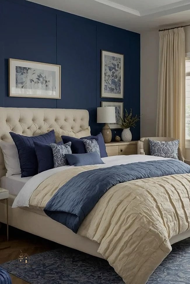 35 Gorgeous Blue And Cream Bedroom Ideas That Are Totally Doable 32 Blue and Cream Quilted Bedding