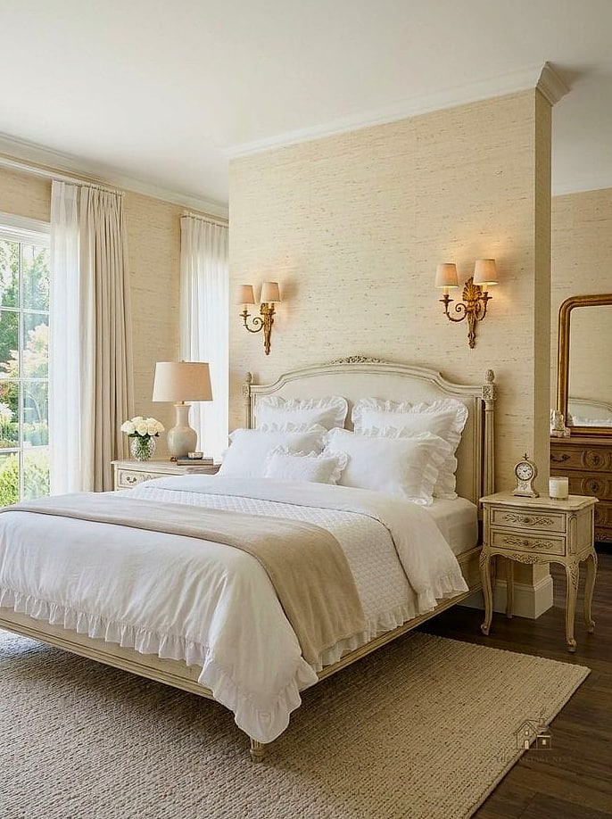 24 Beautiful Blue And Cream Bedroom Ideas to Transform Your Space 22 Blue Grasscloth Wallpaper