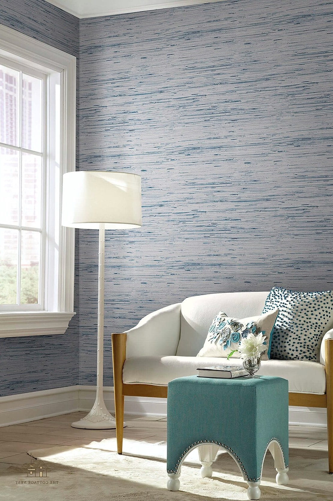 35 Gorgeous Blue Bedroom Ideas That Are Totally Doable 11 Blue Grasscloth Wallpaper