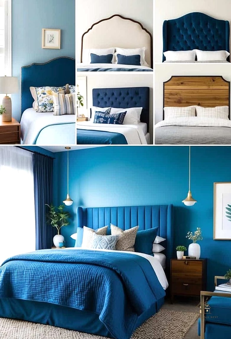 35 Gorgeous Blue Bedroom Ideas That Are Totally Doable 31 Blue Herringbone Headboard Wall