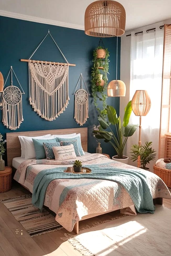 30 Cozy Blue Bedroom Decor Ideas Worth Pinning 25 Blue Macrame Wall Hangings