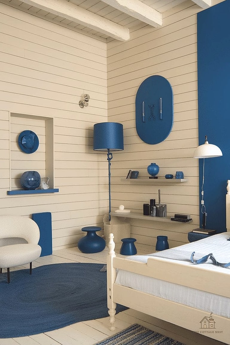 35 Gorgeous Blue And Cream Bedroom Ideas That Are Totally Doable 16 Blue Shiplap Accent Wall
