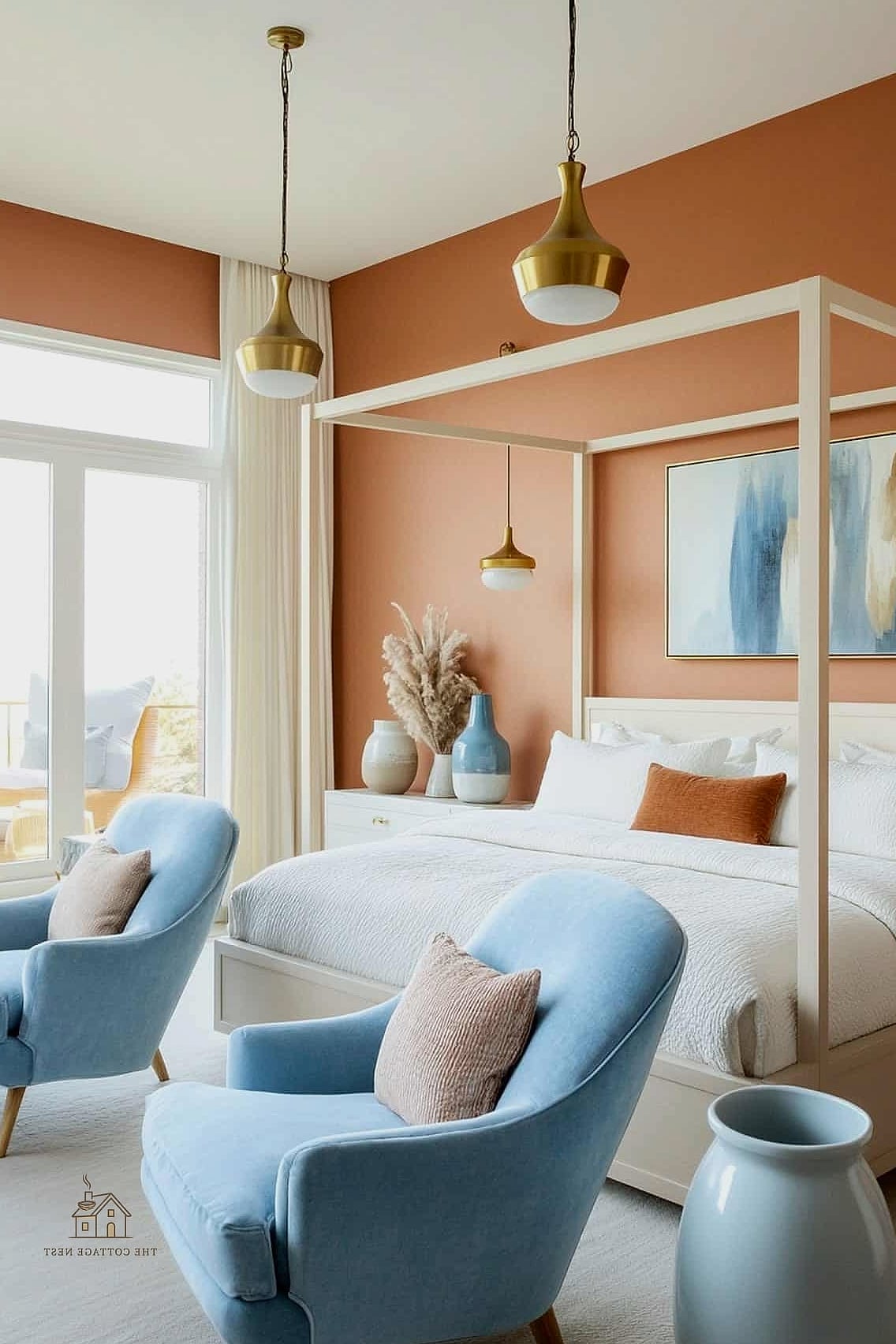 30 Cozy Blue Bedroom Decor Ideas Worth Pinning 7 Blue and Terracotta Color Pairing
