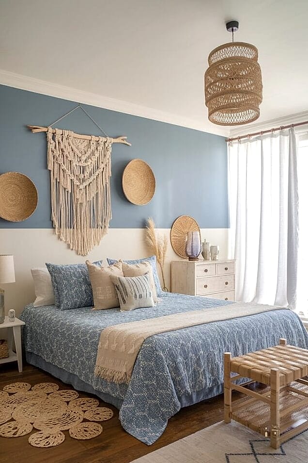 24 Beautiful Blue And Cream Bedroom Ideas to Transform Your Space 24 Blue Tile Fireplace Surround in the Bedroom