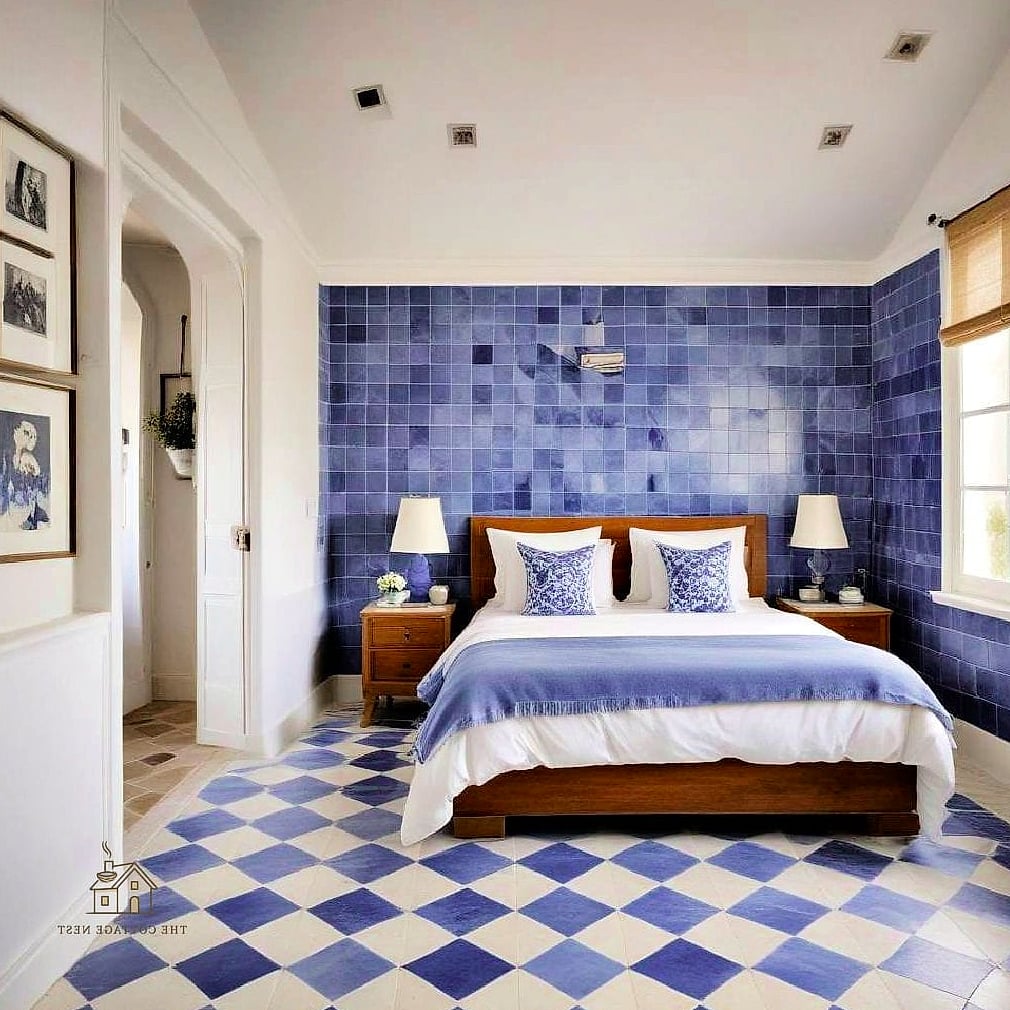 30 Cozy Blue Bedroom Decor Ideas Worth Pinning 27 Blue Tile Accent on a Fireplace or Nook