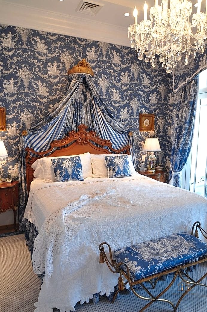 Blue and White Toile Fabric