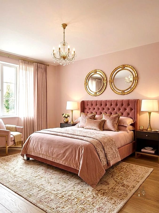 17 Clever Pink Bedroom Ideas for Every Style 3 Blush Pink Accent Wall Behind the Bed