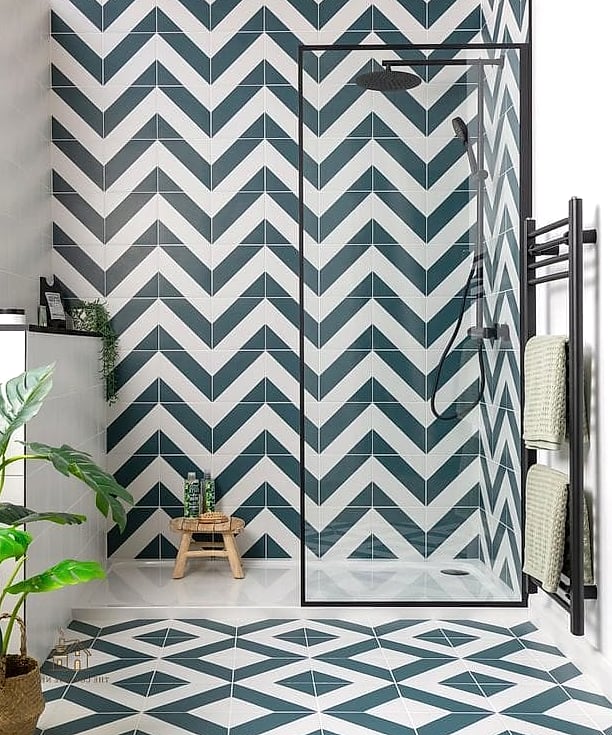 23 Stunning Boho Shower Curtain You'll Absolutely Love 22 Boho Chevron and Diamond Mashup