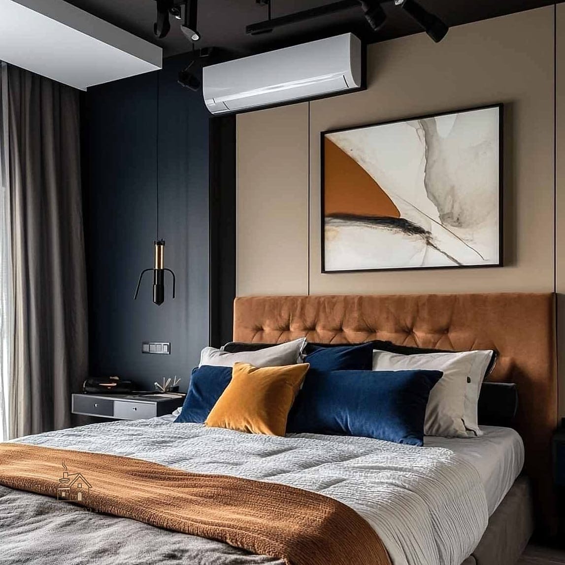 Bold Accent Wall with Geometric Wallpaper