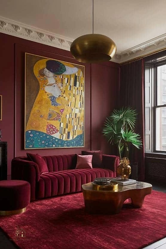 25 Stunning Color Drenching Bedroom You'll Absolutely Love 10 Bold Burgundy Statement