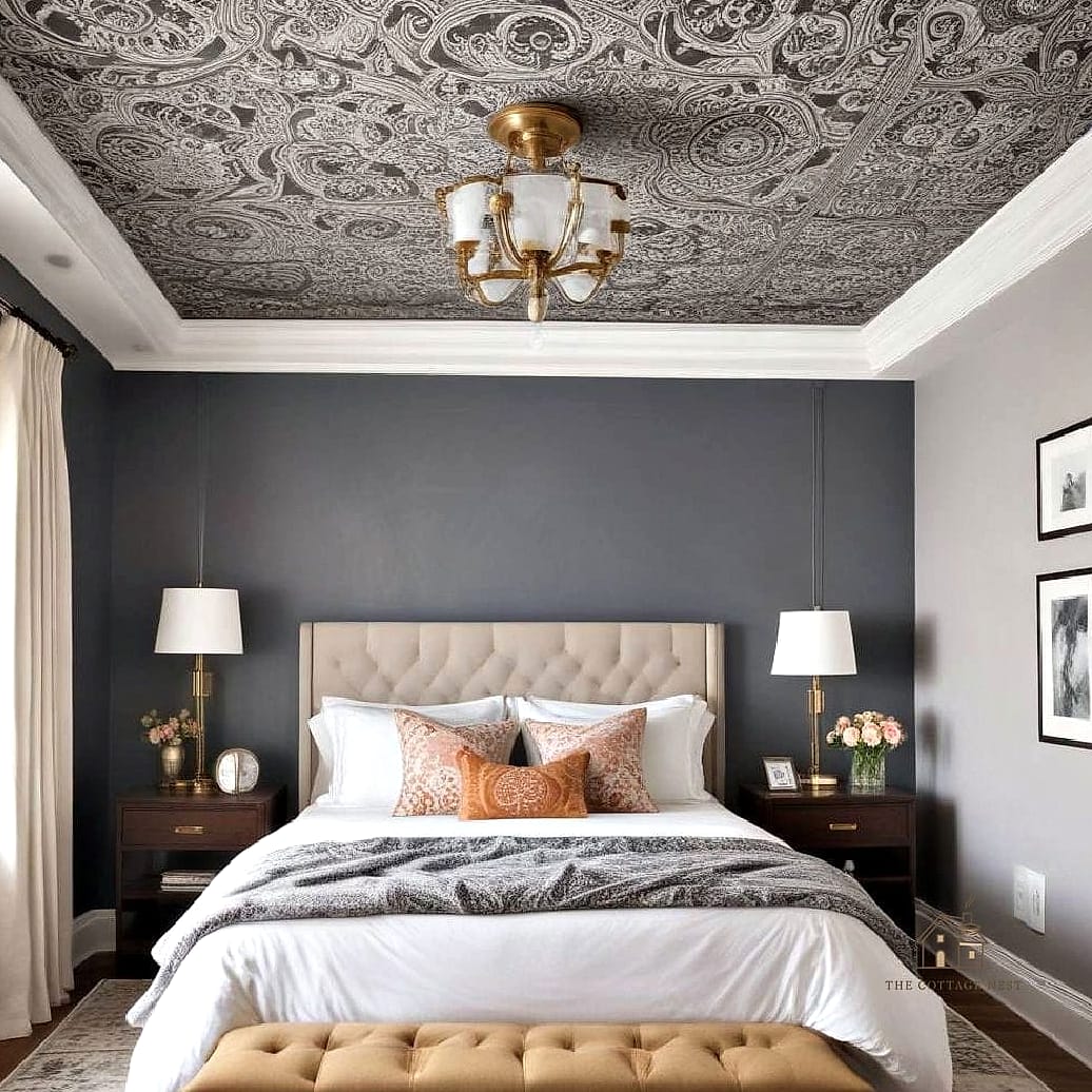 25 Creative Small Guest Bedroom Ideas That Will Inspire You 19 Bold Ceiling Color for Unexpected Personality