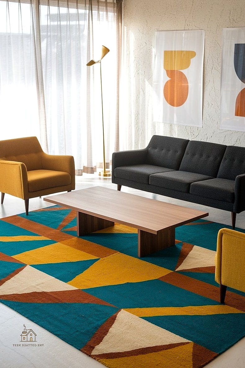 15 Brilliant Mid Century Bedroom Ideas to Copy Right Now 5 Bold Geometric Accent Walls