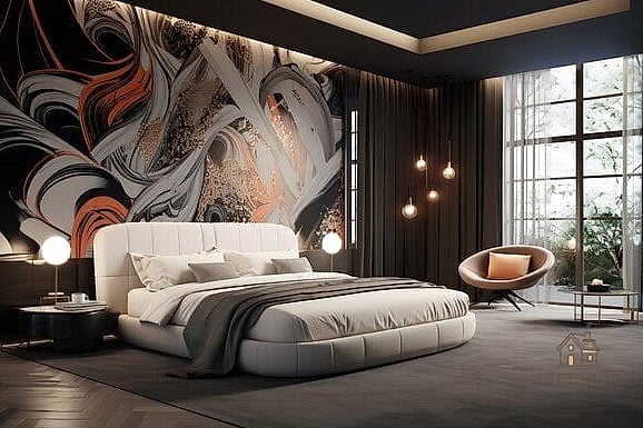 35 Brilliant Mens Bedroom Ideas to Copy Right Now 17 Bold Graphic Wallpaper