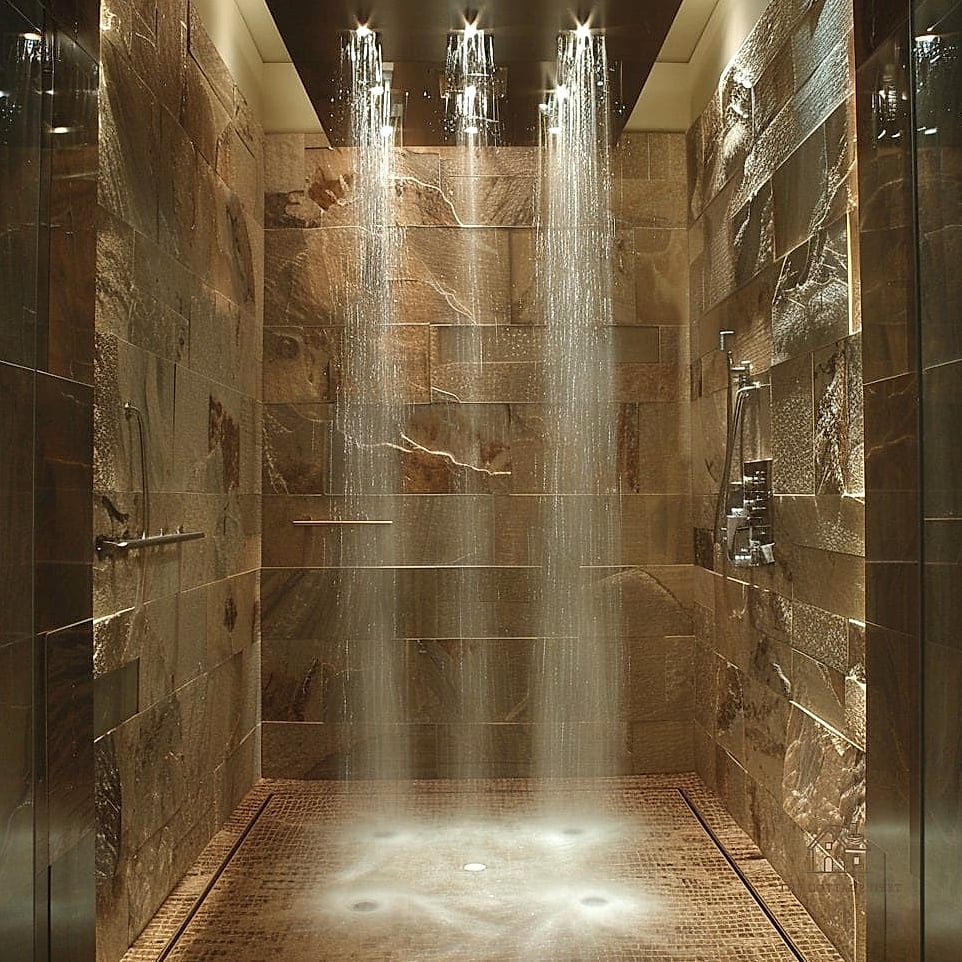 30 Dreamy Walk In Shower With Half Wall to Try This Season 9 Bold Navy Tile Half Wall