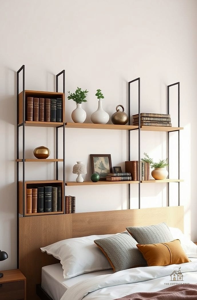 30 Amazing Shelf Over Bed Ideas on a Budget 8 Bookshelf Headboard Combo