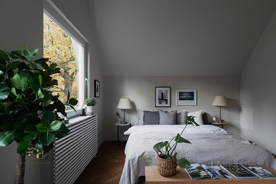 15 Brilliant Stockholm Style Bedroom to Copy Right Now 14 Botanical Greenery in Simple Ceramic Pots