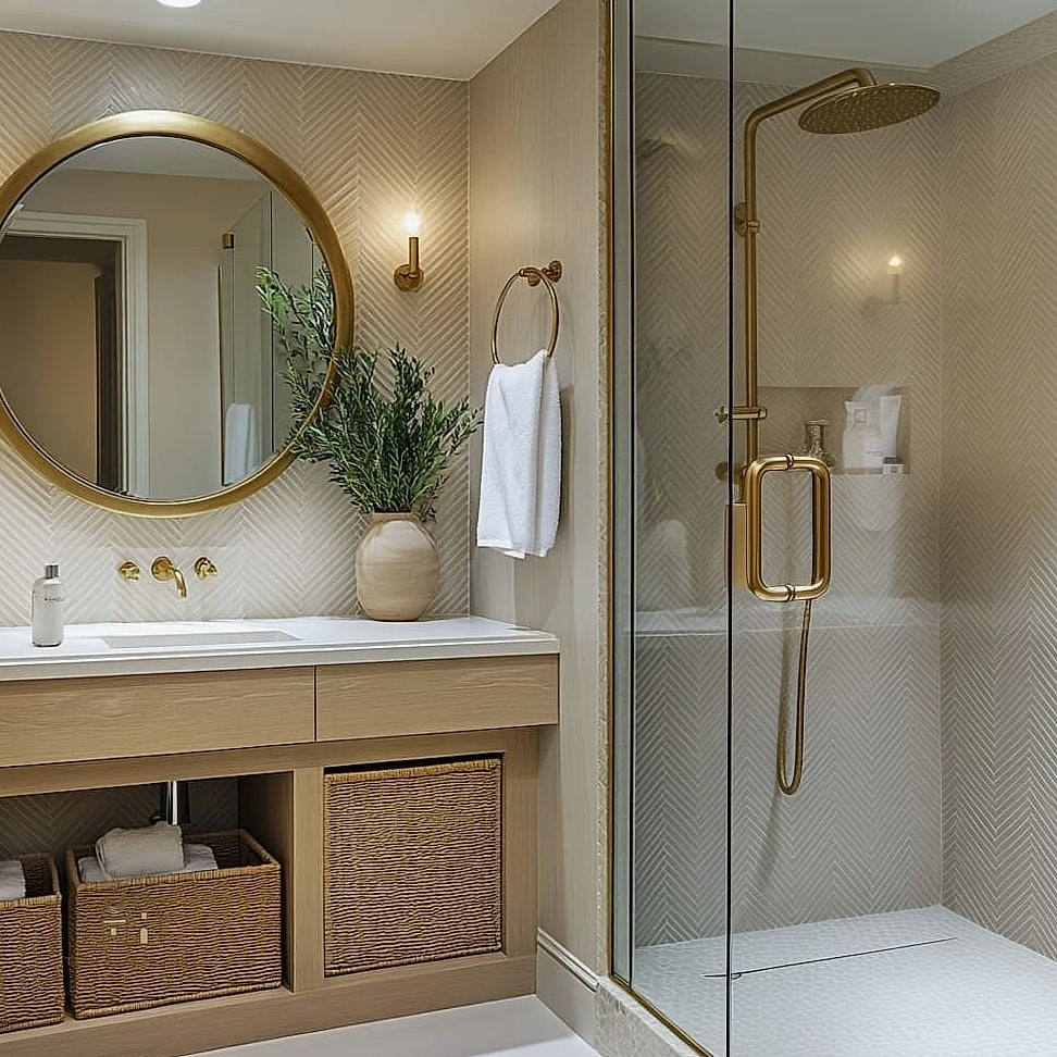 30 Amazing Small Walk In Shower Ideas No Doors on a Budget 19 Brass Hardware for a Warmer Feel