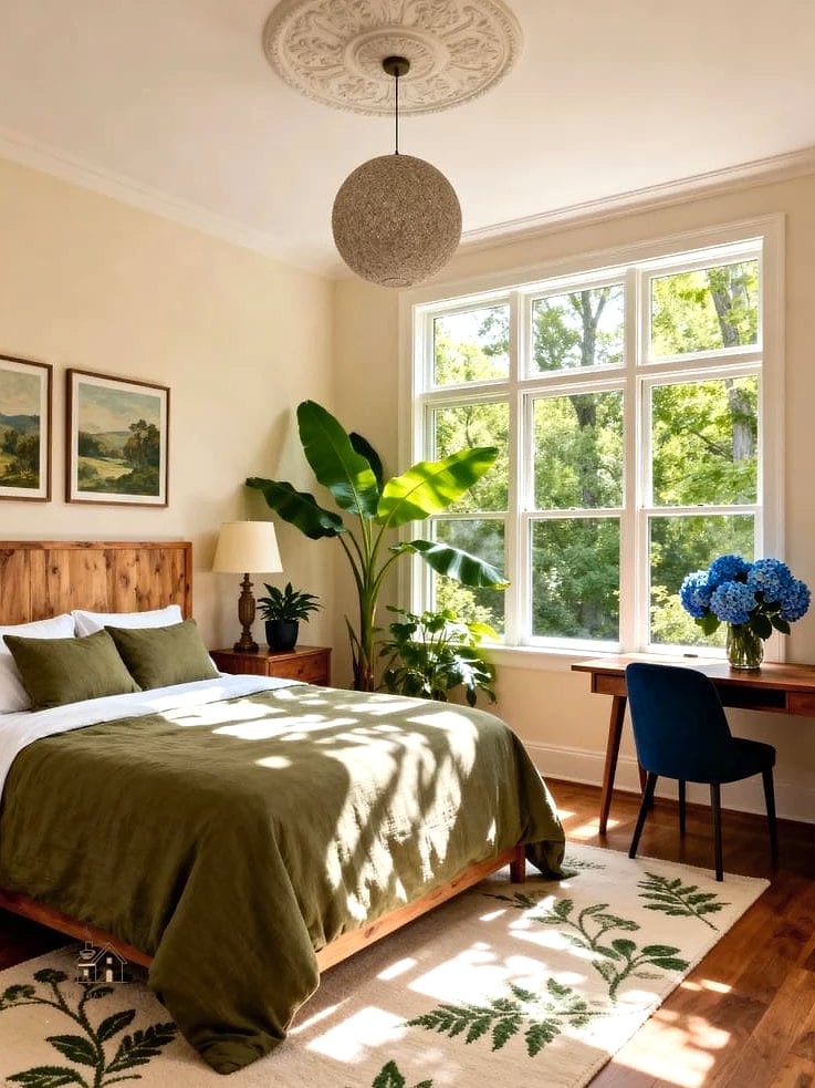 30 Dreamy Guest Bedroom Ideas to Try This Season 17 Bring in Greenery for a Fresh Feel