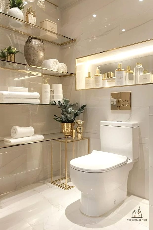 35 Chic Back Of Toilet Decor Ideas for a Beautiful Home 33 Built-In Bench with Storage