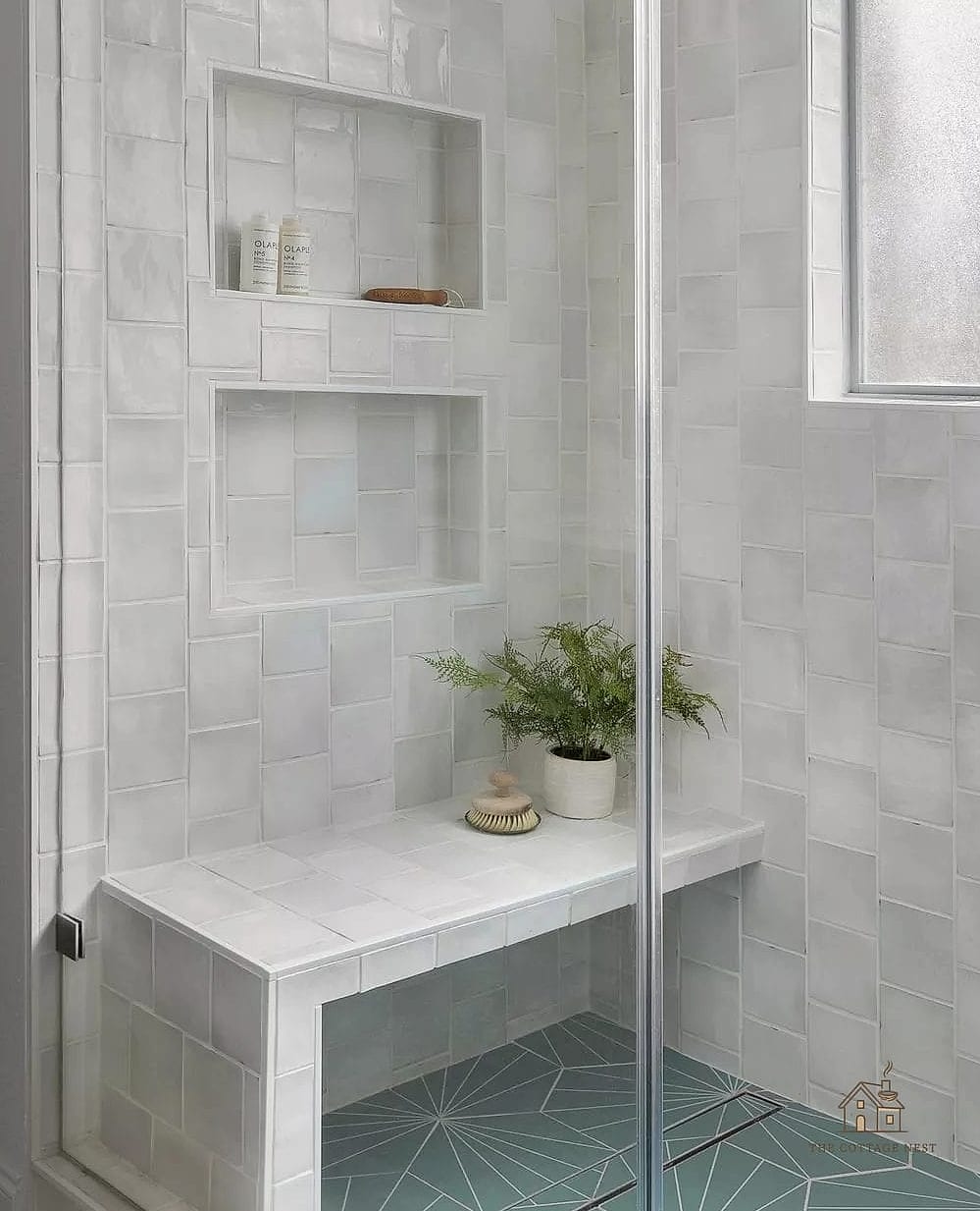 27 Dreamy Shower Niche Ideas to Try This Season 14 Built-In Bench with Niche Combo